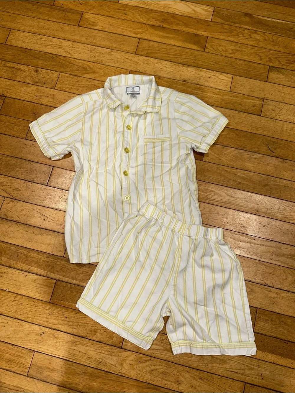 Kid’s Unisex Petit Plume short sleeve striped matching pajama set